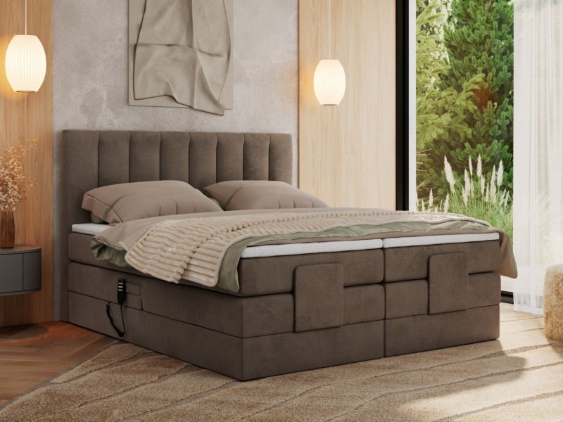 Łóżko kontynentalne MKS Meble COMFORTO 140x200 H3 Brązowy welvet 1szt