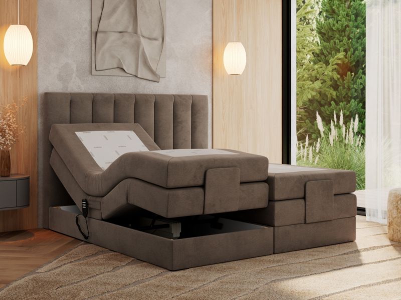 Łóżko kontynentalne MKS Meble COMFORTO 140x200 H3 Brązowy welvet 1szt