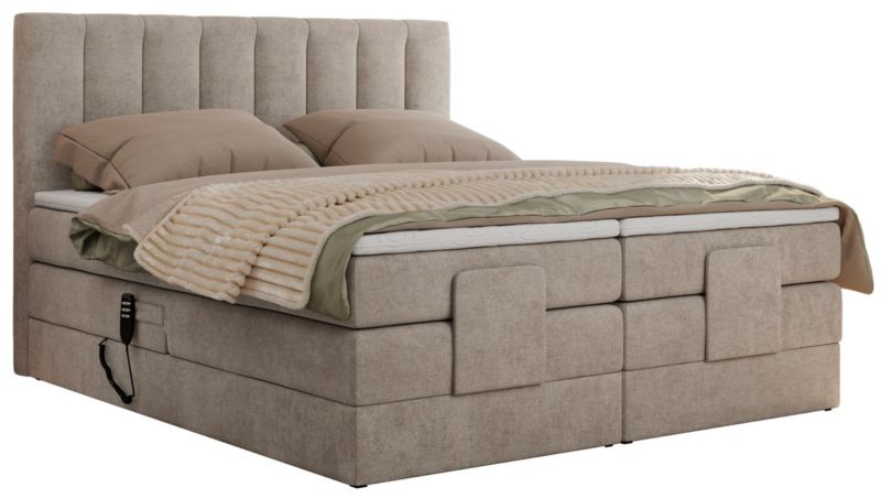 Łóżko kontynentalne MKS Meble COMFORTO 140x200 H4 Beżowy struktura 1szt