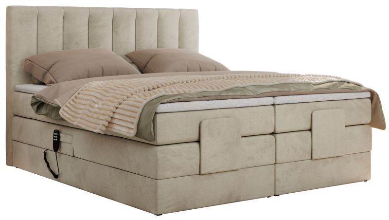 Łóżko kontynentalne MKS Meble COMFORTO 140x200 H4 Beżowy welvet 1szt