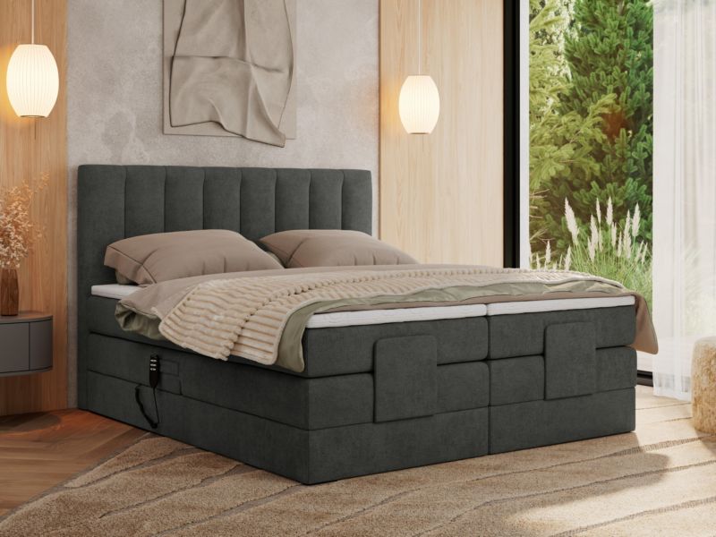 Łóżko kontynentalne MKS Meble COMFORTO 140x200 H4 Ciemnoszary struktura 1szt