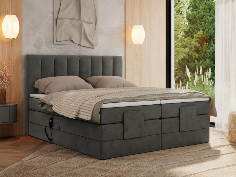 Łóżko kontynentalne MKS Meble COMFORTO 140x200 H4 Ciemnoszary welvet 1szt