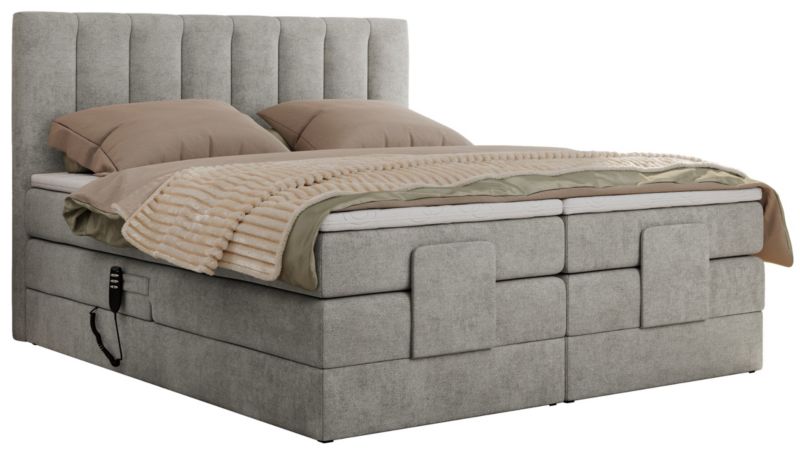 Łóżko kontynentalne MKS Meble COMFORTO 140x200 H4 Jasnoszary struktura 1szt