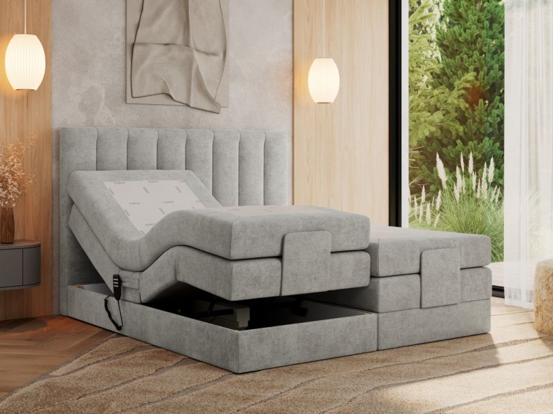 Łóżko kontynentalne MKS Meble COMFORTO 140x200 H4 Jasnoszary struktura 1szt