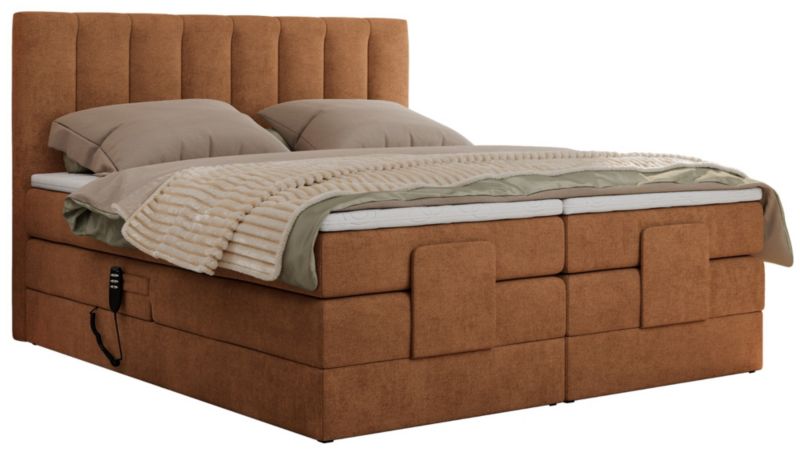Łóżko kontynentalne MKS Meble COMFORTO 140x200 H4 Pomarańczowy struktura 1szt