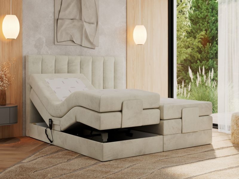 Łóżko kontynentalne MKS Meble COMFORTO 160x200 H3 Beżowy welvet 1szt