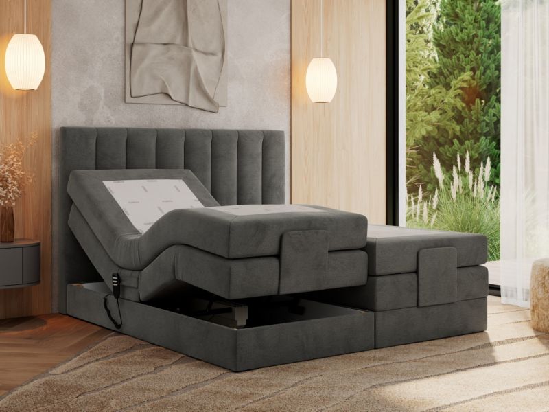 Łóżko kontynentalne MKS Meble COMFORTO 160x200 H3 Ciemnoszary welvet 1szt