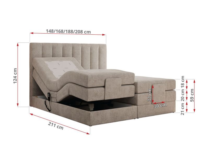 Łóżko kontynentalne MKS Meble COMFORTO 160x200 H4 Beżowy struktura 1szt