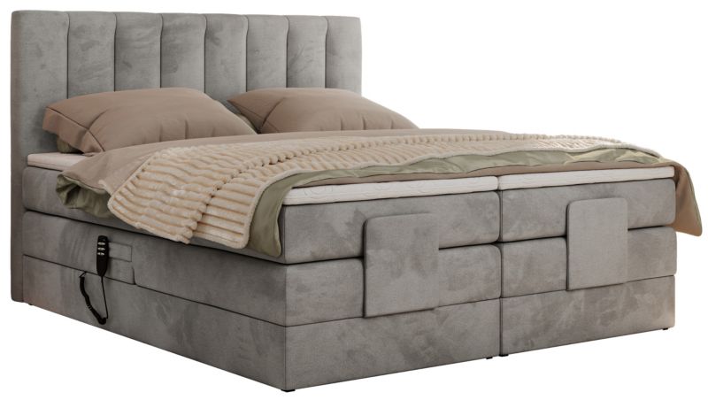 Łóżko kontynentalne MKS Meble COMFORTO 160x200 H4 Jasnoszary welvet 1szt
