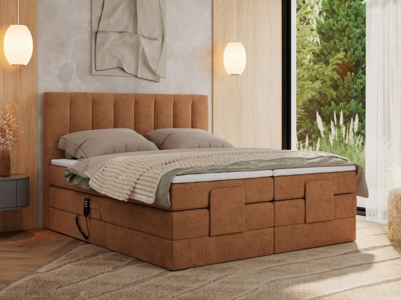 Łóżko kontynentalne MKS Meble COMFORTO 160x200 H4 Pomarańczowy struktura 1szt
