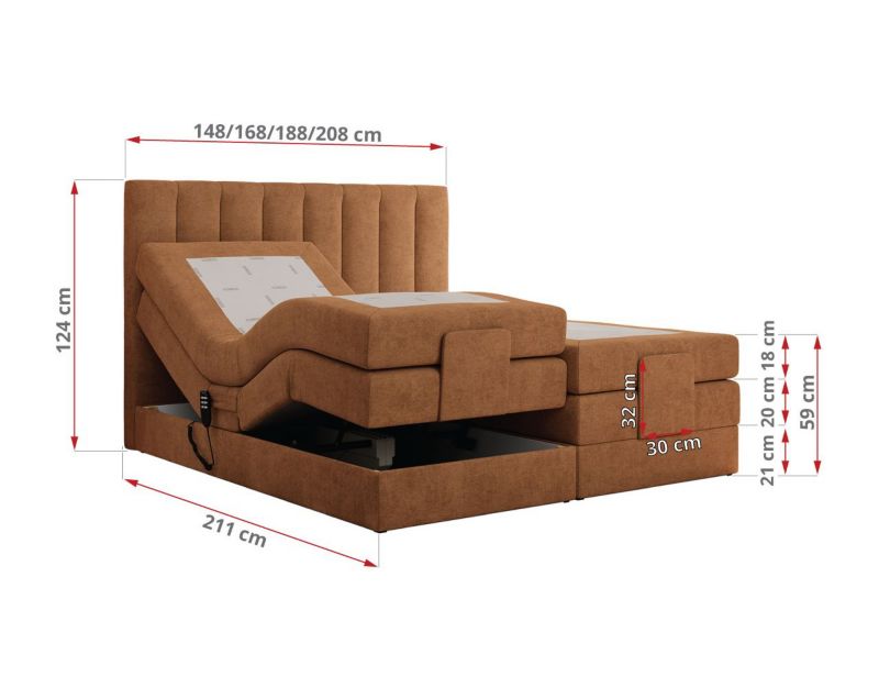 Łóżko kontynentalne MKS Meble COMFORTO 160x200 H4 Pomarańczowy struktura 1szt