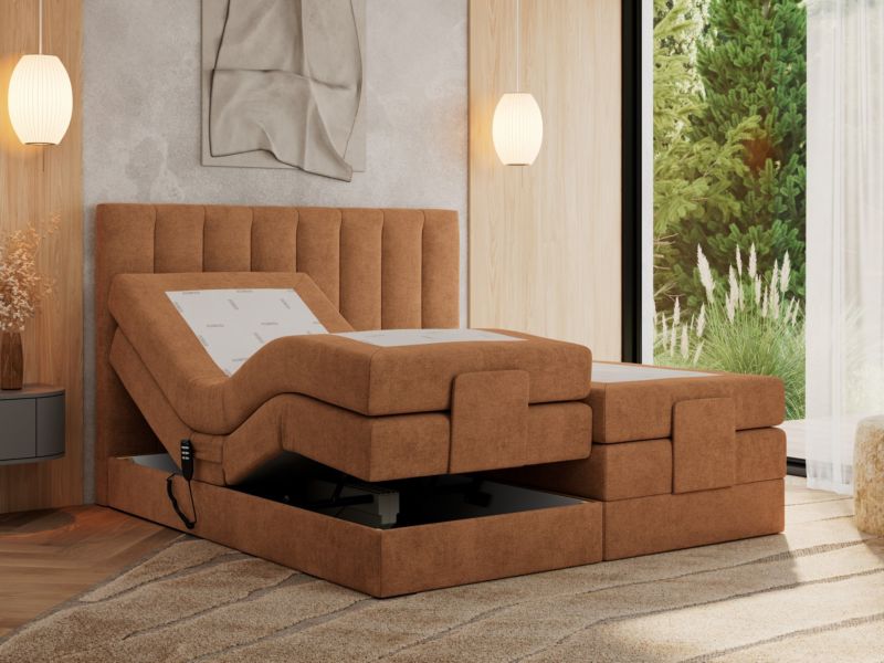 Łóżko kontynentalne MKS Meble COMFORTO 160x200 H4 Pomarańczowy struktura 1szt