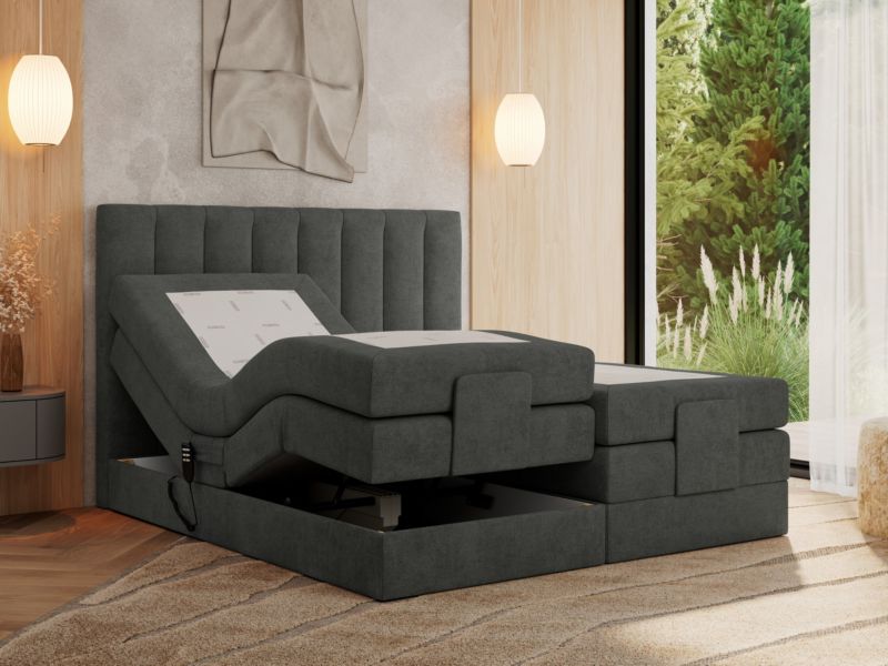 Łóżko kontynentalne MKS Meble COMFORTO 180x200 H3 Ciemnoszary struktura 1szt