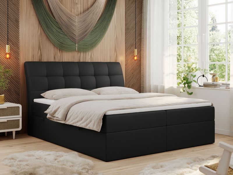 Łóżko kontynentalne MKS Meble DIEGOS 180x200 H3 Czarny ecoskóra 1szt.