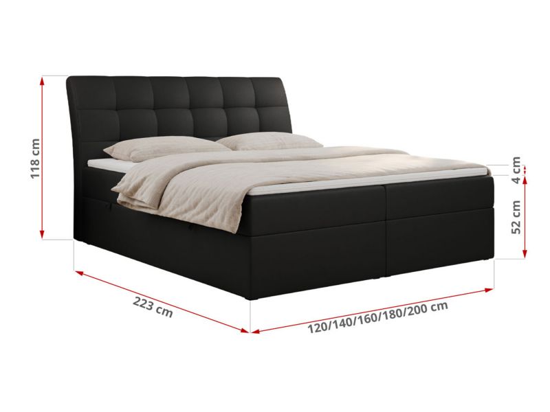 Łóżko kontynentalne MKS Meble DIEGOS 180x200 H3 Czarny ecoskóra 1szt.