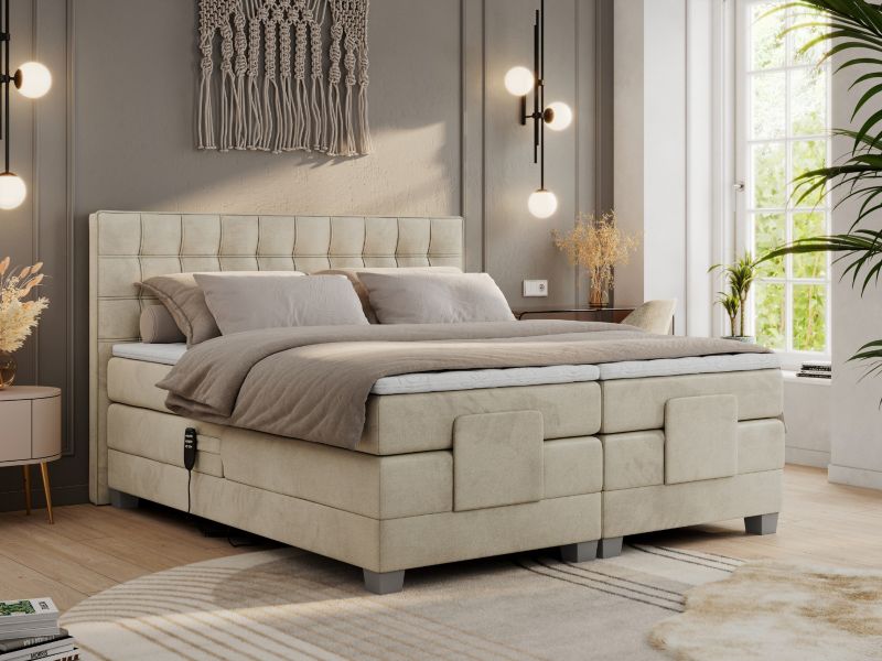 Łóżko kontynentalne MKS Meble ELECTRO 140x200 H4 Beżowy welvet 1szt