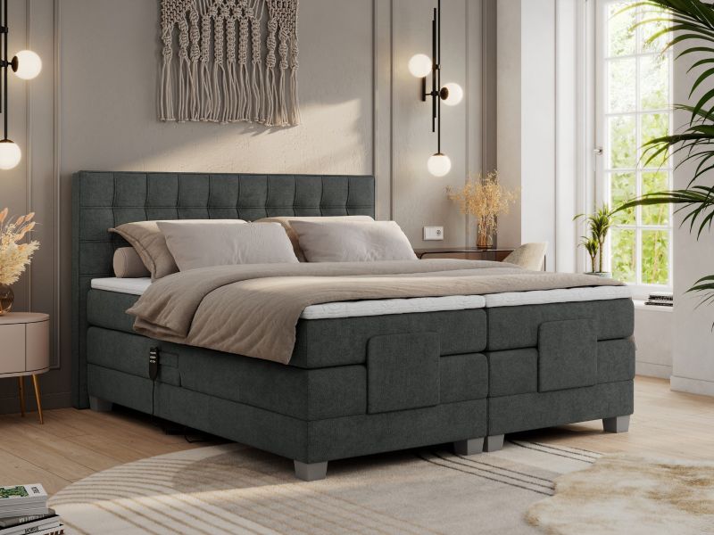 Łóżko kontynentalne MKS Meble ELECTRO 180x200 H3 Ciemnoszary struktura 1szt