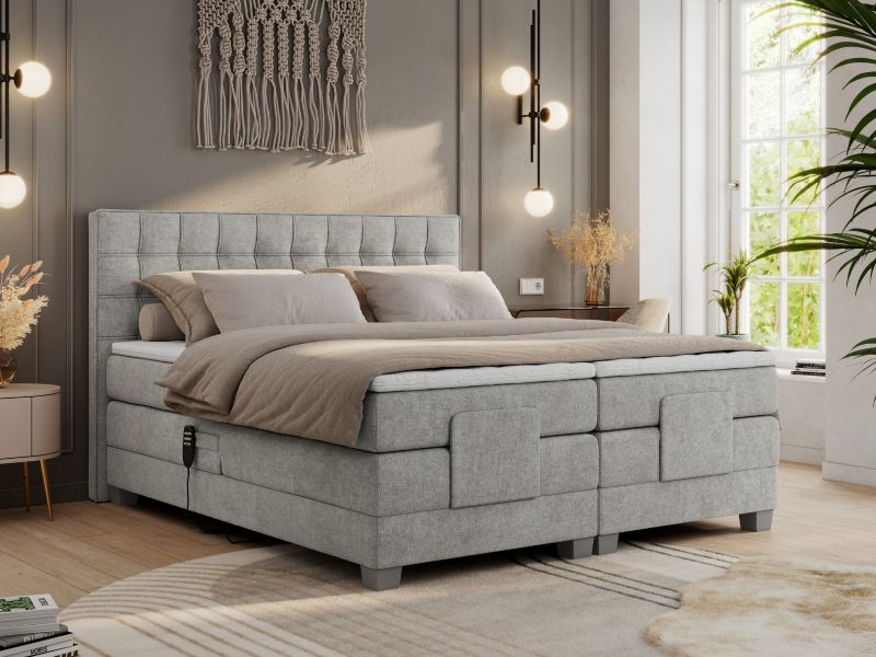 Łóżko kontynentalne MKS Meble ELECTRO 180x200 H3 Jasnoszary struktura 1szt