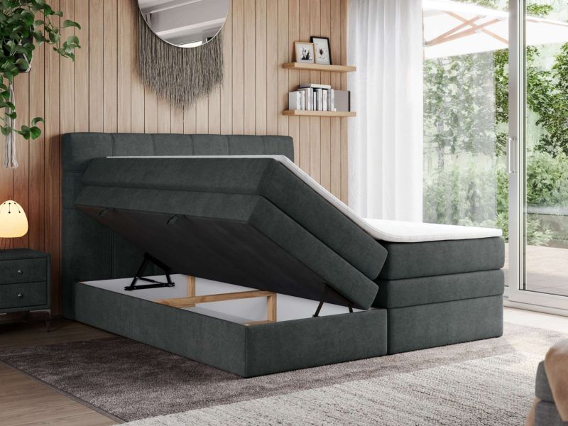 Łóżko kontynentalne MKS Meble ERNI KING 180x200 H3 Ciemnoszary struktura 1szt.