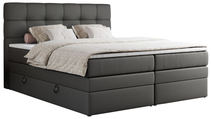 Łóżko kontynentalne MKS Meble ERNI KING 180x200 H4 Szary ecoskóra 1szt.