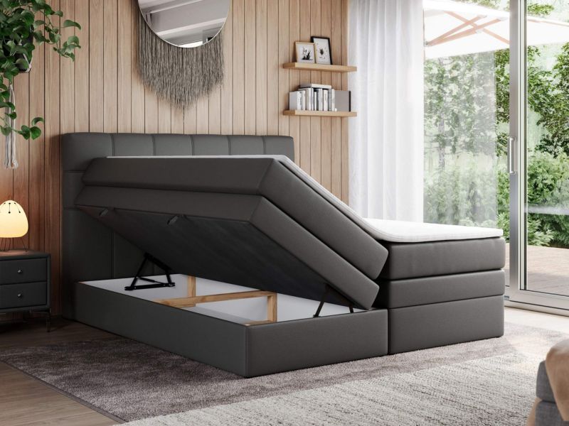 Łóżko kontynentalne MKS Meble ERNI KING 180x200 H4 Szary ecoskóra 1szt.