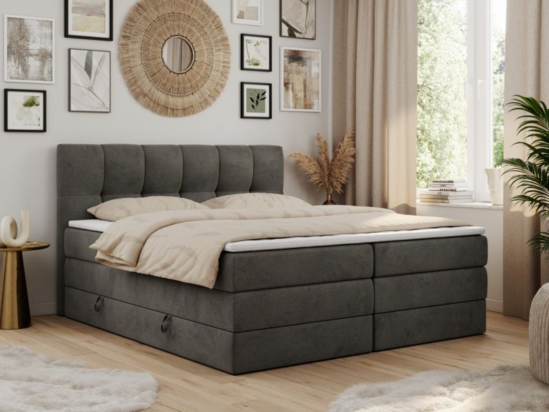 Łóżko kontynentalne MKS Meble FAST KING 160x200 H3/H4 Ciemnoszary welvet 1szt.