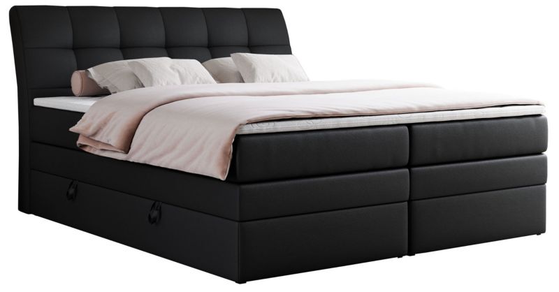 Łóżko kontynentalne MKS Meble GOLD 10 KING 140x200 H3 Czarny ecoskóra 1szt.
