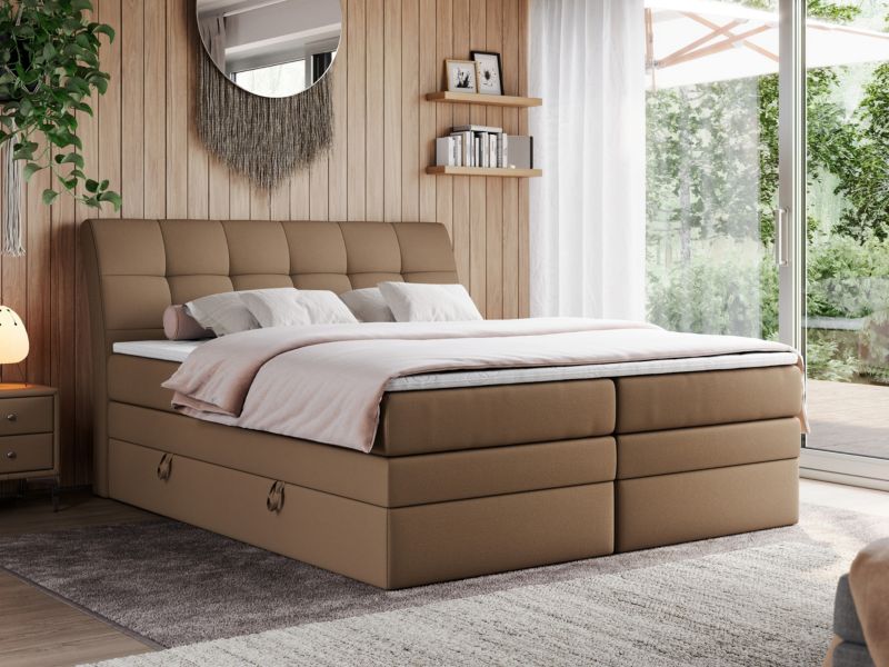Łóżko kontynentalne MKS Meble GOLD 10 KING 160x200 H3 Brązowy ecoskóra 1szt.