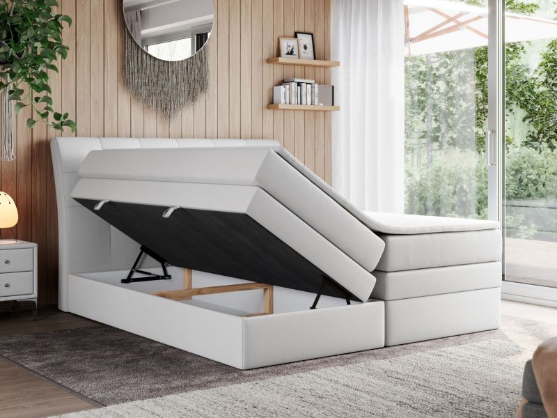 Łóżko kontynentalne MKS Meble GOLD 10 KING 180x200 H3 Biały ecoskóra 1szt.