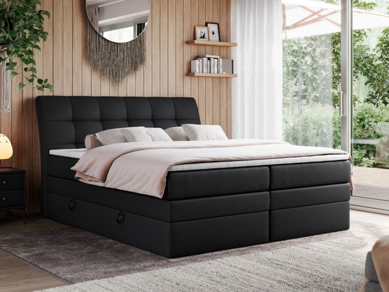 Łóżko kontynentalne MKS Meble GOLD 10 KING 180x200 H3 Czarny ecoskóra 1szt.