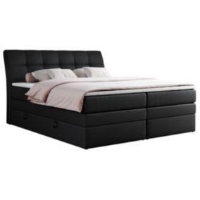 Łóżko kontynentalne MKS Meble GOLD 10 KING 180x200 H4 Czarny ecoskóra 1szt.