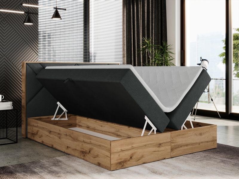 Łóżko kontynentalne MKS Meble GUNAR 160x200 H4 Ciemnoszary struktura 1szt
