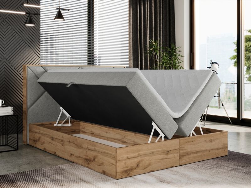 Łóżko kontynentalne MKS Meble GUNAR 180x200 H3 Jasnoszary struktura 1szt