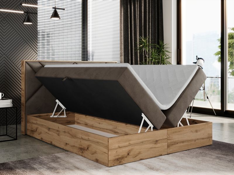 Łóżko kontynentalne MKS Meble GUNAR 180x200 H4 Brązowy welvet 1szt