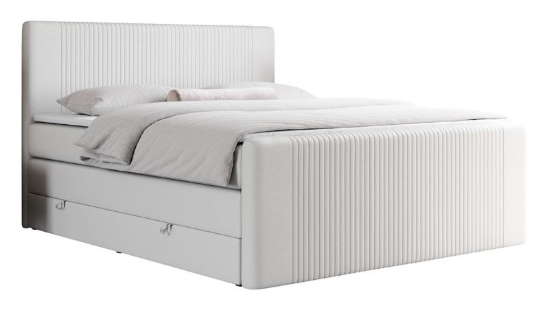 Łóżko kontynentalne MKS Meble KING DOREN 140x200 H3 biały ekoskóra 1szt.