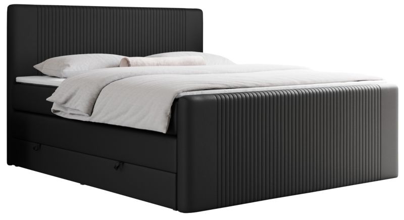 Łóżko kontynentalne MKS Meble KING DOREN 200x200 H3 czarny ekoskóra 1szt.