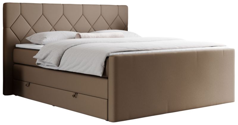 Łóżko kontynentalne MKS Meble KING EIGAR 140x200 H3 brązowy ekoskóra 1szt.