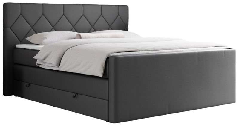 Łóżko kontynentalne MKS Meble KING EIGAR 140x200 H3 ciemnoszary ekoskóra 1szt.