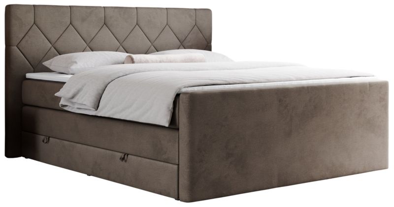Łóżko kontynentalne MKS Meble KING EIGAR 160x200 H3 brązowy welwet 1szt.