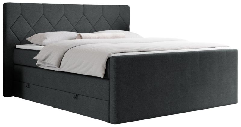 Łóżko kontynentalne MKS Meble KING EIGAR 160x200 H3 ciemnoszary struktura 1szt.