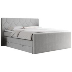 Łóżko kontynentalne MKS Meble KING EIGAR 160x200 H3 jasnoszary struktura 1szt.