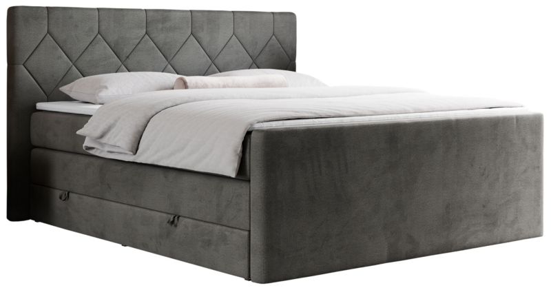 Łóżko kontynentalne MKS Meble KING EIGAR 180x200 H3 ciemnoszary welwet 1szt.