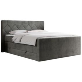 Łóżko kontynentalne MKS Meble KING EIGAR 180x200 H3 ciemnoszary welwet 1szt.