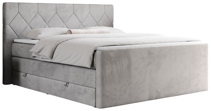 Łóżko kontynentalne MKS Meble KING EIGAR 180x200 H3 jasnoszary welwet 1szt.