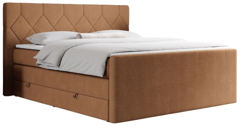 Łóżko kontynentalne MKS Meble KING EIGAR 180x200 H3 pomarańczowy struktura 1szt.