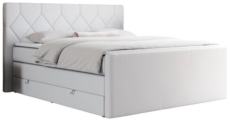 Łóżko kontynentalne MKS Meble KING EIGAR 180x200 H4 biały ekoskóra 1szt.