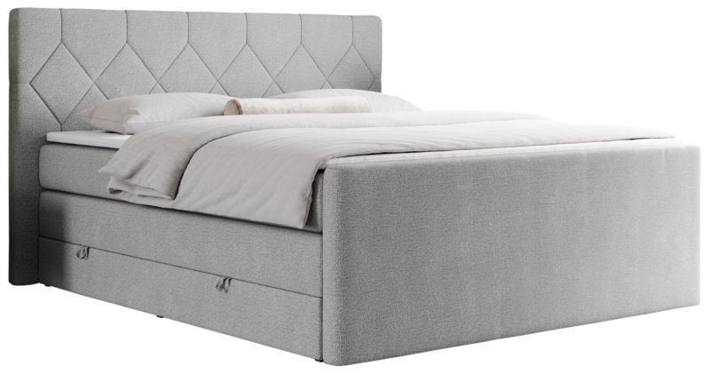 Łóżko kontynentalne MKS Meble KING EIGAR 180x200 H4 jasnoszary struktura 1szt.