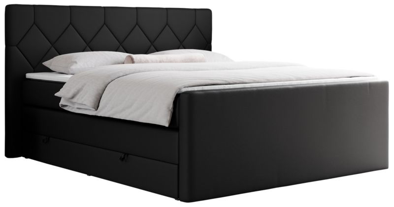 Łóżko kontynentalne MKS Meble KING EIGAR 200x200 H3 czarny ekoskóra 1szt.
