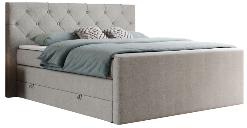 Łóżko kontynentalne MKS Meble KING VELEN 140x200 H3 beżowy struktura 1szt.