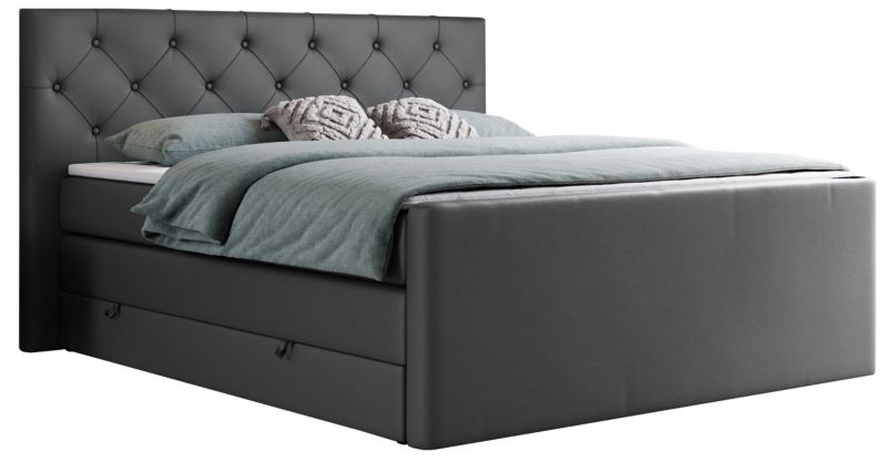 Łóżko kontynentalne MKS Meble KING VELEN 140x200 H3 ciemnoszary ekoskóra 1szt.